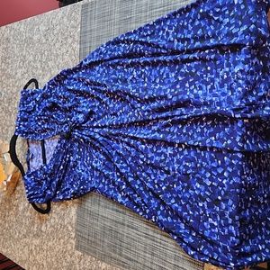 Chaps empire waist stretch V neck A line flare dress